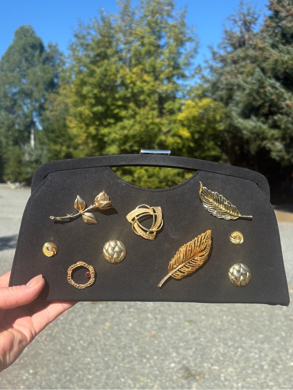 OOAK Vintage Brooch Clutch Purse